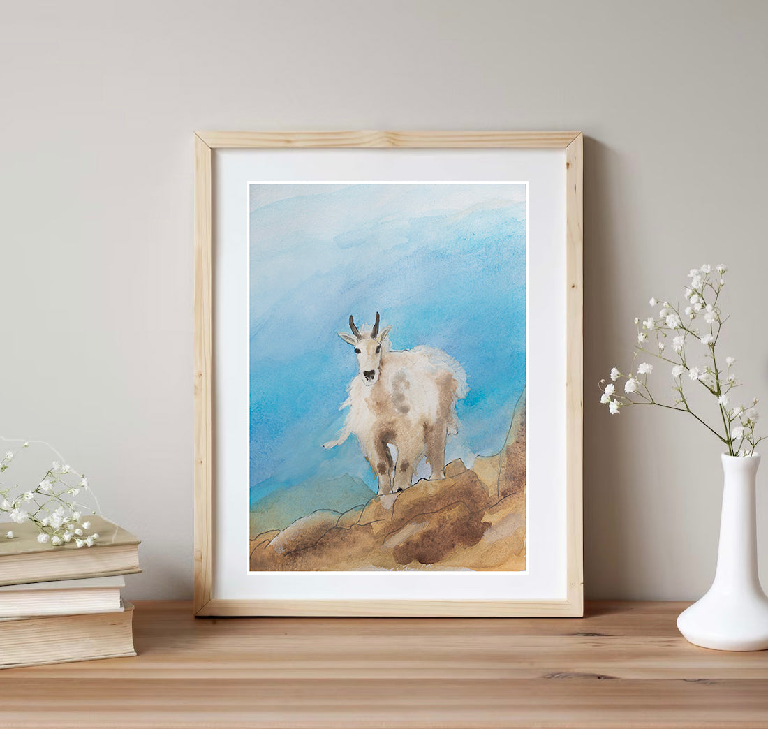 Mountain Goat Watercolor Print