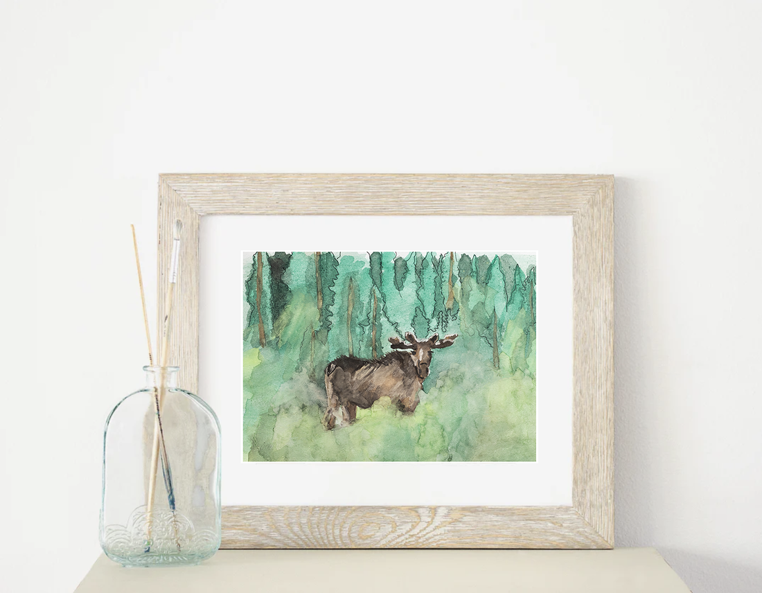 Moose Watercolor Print