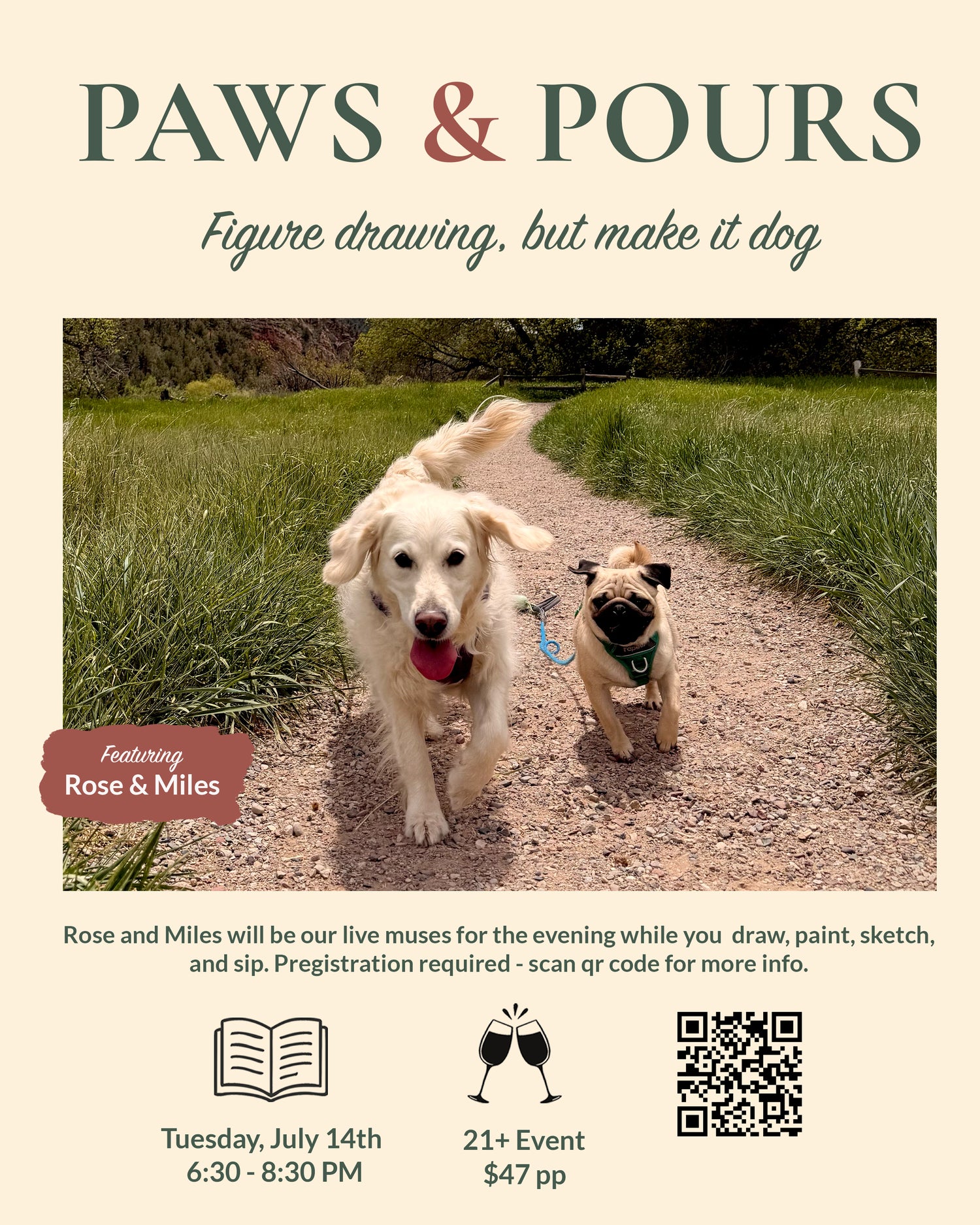 7/14 | PAWS &amp; POURS: Spend an Evening Making Art with Dogs