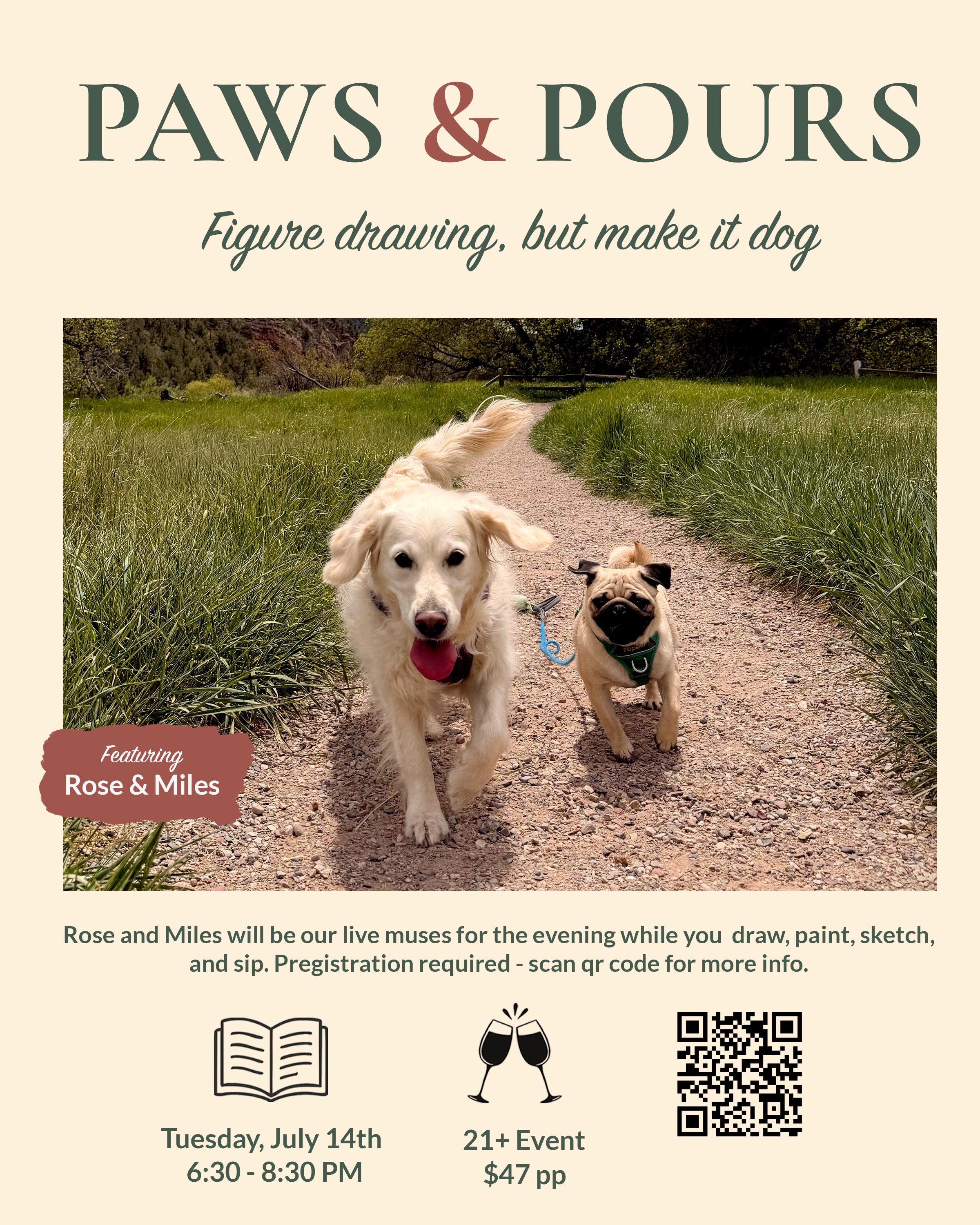 7/14 | PAWS &amp; POURS: Spend an Evening Making Art with Dogs